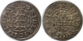 Europäische Münzen und Medaillen, Dänemark / Denmark. DÄNEMARK KÖNIGREICH. Frederik III. (1648-1670). 2 Skilling 1658, Kopenhagen. Münzmeister Heinric...
