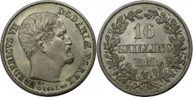 Europäische Münzen und Medaillen, Dänemark / Denmark. DÄNEMARK KÖNIGREICH. Frederik VII. (1848-1863). 16 Skilling 1857, Kopenhagen. Münzmeister Georg ...
