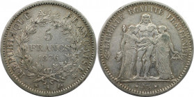 Europäische Münzen und Medaillen, Frankreich / France. Herkulesgruppe. 5 Francs 1876 A, Paris. Silber. KM 820.1. Sehr schön