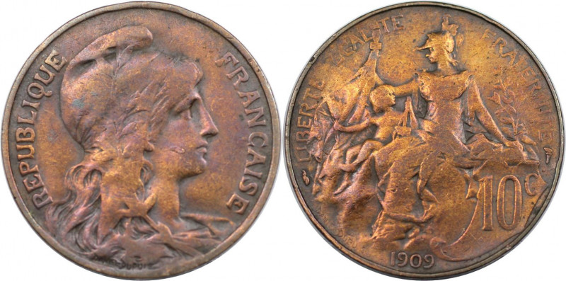 Europäische Münzen und Medaillen, Frankreich / France. 10 Centimes 1909. Bronze....