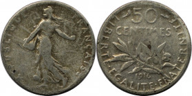 Europäische Münzen und Medaillen, Frankreich / France. 50 Centimes 1916. Silber. KM 854. Sehr schön