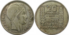 Europäische Münzen und Medaillen, Frankreich / France. 20 Francs 1933. Silber. KM 879. Sehr schön