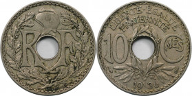 Europäische Münzen und Medaillen, Frankreich / France. 10 Centimes 1936. Kupfer-Nickel. KM 866a. Sehr schön-vorzüglich