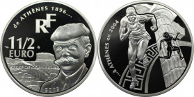 Europäische Münzen und Medaillen, Frankreich / France. XXVII. Olympische Sommerspiele 2004 in Athen: Pierre de Coubertin. 1 1/2 Euro 2003. 22,20 g. 0....