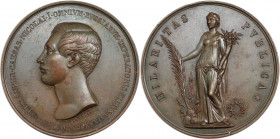 Russische Münzen und Medaillen, Nikolaus I. (1826-1855). Hilaritas. Bronzemedaille 1839, unsigniert, auf den Besuch des Zarevitch in Rom. 60,76 g. 48,...