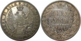 Russische Münzen und Medaillen, Nikolaus I. (1826-1855). 1 Rubel 1849 SPB PA, St. Petersburg. Silber. Bitkin 224. Kratzer, Vorzüglich+