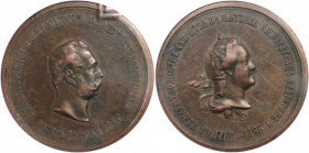 Russische Münzen und Medaillen, Alexander II. (1854-1881). Bronzemedaille zum Gedenken an die Enthüllung des Denkmals für Katharina II. Im Jahr 1873. ...