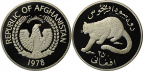 Weltmünzen und Medaillen, Afghanistan. Schneeleopard. 250 Afghanis 1978. 28,28 g. 0.925 Silber. 0.84 OZ. KM 979. Polierte Platte