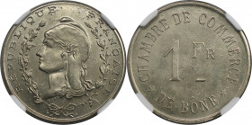 Weltmünzen und Medaillen, Algerien / Algeria. 1 Franc 1915. Chambre de Commerce de Bone. Kupfer-Nickel. KM TnB8, Lec-219. NGC MS 65
