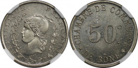 Weltmünzen und Medaillen, Algerien / Algeria. 50 Centimes 1915. Chambre de Commerce de Bone. Kupfer-Nickel. KM TnB6, Lec-217. NGC MS 65