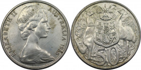 Weltmünzen und Medaillen, Australien / Australia. Elizabeth II. 50 Cents 1966. 13,28 g. 0.800 Silber. 0.34 OZ. KM 67. Fast Stempelglanz