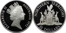 Weltmünzen und Medaillen, Australien / Australia. "Northern Territory". 10 Dollars 1992. 20,0 g. 0.925 Silber. 0.59 OZ. KM 188. Polierte Platte