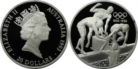 Weltmünzen und Medaillen, Australien / Australia. 100 Jahre Olympische Spiele - Olympiade Atlanta - Schwimmen. 20 Dollars 1993. 33,62 g. 0.925 Silber....