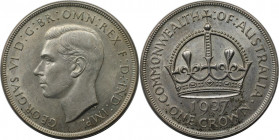Weltmünzen und Medaillen, Australien / Australia. George VI. (1895-1952). Krönung. 1 Crown 1937, Silber. 0.84 OZ. KM 34. Vorzüglich+