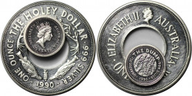 Weltmünzen und Medaillen, Australien / Australia. Holey Dollar & Dump. 1 Dollar 1990, Silber. 1 OZ. Polierle Platte