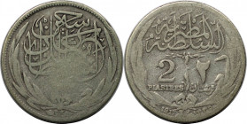 Weltmünzen und Medaillen, Ägypten / Egypt. Hussein Kamil. 2 Piastres 1917. Silber. KM 317.2. Schön-sehr schön