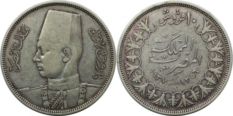 Weltmünzen und Medaillen, Ägypten / Egypt. Farouk. 10 Piastres 1937. Silber. KM ...