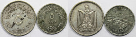 Weltmünzen und Medaillen, Ägypten / Egypt, Lots und Sammlungen. 5 Piastres 1960, KM 397, 5 Piastres 1964, KM 404. Silber. Lot von 2 Münzen. Bild anseh...