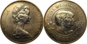 Weltmünzen und Medaillen, Bermuda. Hochzeit von Prinz Charles und Lady Diana. 1 Dollar 1981. Kupfer-Nickel. KM 28. Stempelglanz