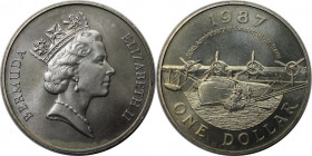 Weltmünzen und Medaillen, Bermuda. 50-jähriges Jubiläum - kommerzielle Luftfahrt. 1 Dollar 1987. Kupfer-Nickel. KM 52. Stempelglanz