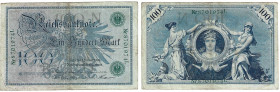 Banknoten, Deutschland / Germany. Deutsches Reich. Reichsbanknote 100 Mark 1908. Ro.34. Grüne Siegel. III
