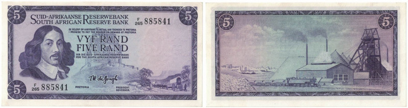 Banknoten, Südafrika / South Africa. 5 Rand 1975. Erste Zeilen mit Bankname und ...