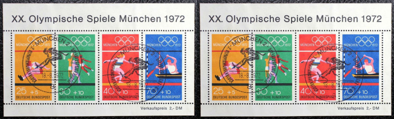 Briefmarken / Postmarken, Deutschland / Germany. XX. Olympische Spiele München 1...