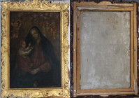 Kunst und Antiquitäten / Art and antiques. Ölgemälde "Madonna und Erlöser" 1700-1799 Jahr. Originalrahmen mit einem Monogramm darunter und heraldische...
