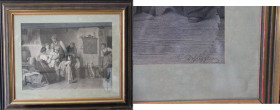 Kunst und Antiquitäten / Art and antiques. Gravüre "Bayerische Familie" 19 Jahrhundert. Unten rechts Signiert. 69 x 54 cm. Im Rahmen