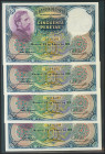 Conjunto de 4 billetes de 50 Pesetas todos correlativos sin serie (Edifil 2021: 358), conservan el apresto original. EBC+. (nos hacen llegar fotografí...
