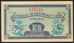 25 Céntimos. 1937. Asturias y León. Sin serie. (Edifil 2021: 394). SC-.