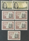 Conjunto de 12 billetes españoles emitidos entre 1928 y 1953 de diferentes valores así como diversos estados de conservación. A EXAMINAR.