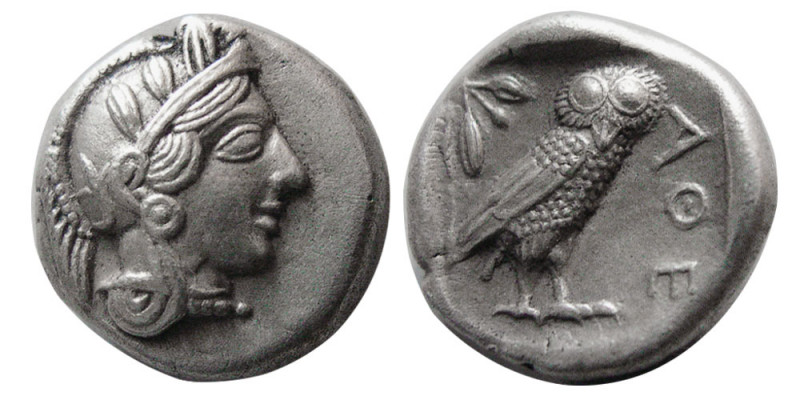 ATTICA, Athens. Circa 454-404 BC. AR Drachm (4.22 gm; 18 mm). Head of Athena rig...