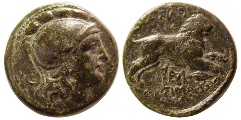 KINGS of THRACE, Lysimachos. 323-281 BC. Æ (5.20 gm; 19 mm). Helmeted head of At...