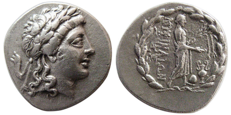 AIOLIS, Myrina. Ca. 160-143 BC. Silver drachm (3.88 gm; 18mm x 20mm). Stephanoph...