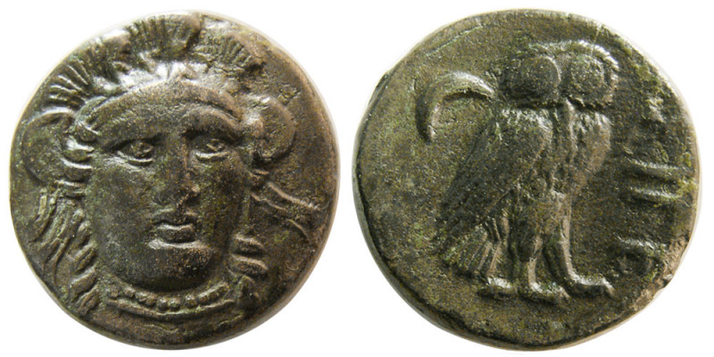 TROAS. Sigeion. 4th-3rd centuries BC. Æ (6.94 gm; 17 mm). Helmeted head of Athen...