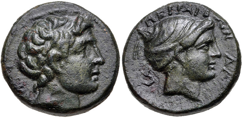 THESSALY, Perrhaiboi. 4th century BC. Æ Dichalkon (6.02 gm; 18 mm). Laureate hea...