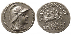 KINGS of BACTRIA. Eukratides I. ca. 171-145 BC. Silver Drachm