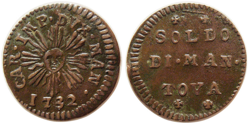 ITALIAN STATES, Mantova (Austrian County). Carlo VI D’Asburgo CU Soldo(1.50 gm; ...