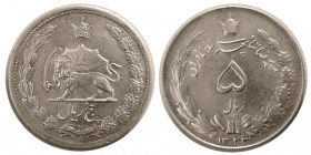PAHLAVI DYNASTY. Mohammad Reza Shah. AR 5 Rials, dated 1323.