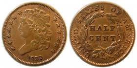 UNITED STATES. 1832. Half Cent. Classic Head. Choice UNC.
