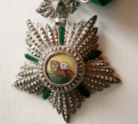 QAJAR DYNASTY. Ca. early 1800s. Hand painted enamel Order, Silver Gilt .