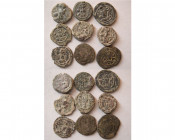 Group lot of 9 Sasanian Bronze coins. Different rulers and Mints.