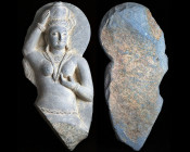 KUSHAN EMPIRE,  Ancient Hindu goddess hand-carved stone figure.