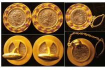 ROMAN EMPIRE,  Set of 3 Genuine Roman Silver Denarius set in the 22K gold Cufflinks.