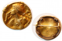 VINTAGE ART Nouveau. Circa 1890-1910. 14K gold Pin with diamonds.