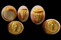 HELIOS. Custom-Made 18K gold cameo of Helios set on a 18K gold ring.