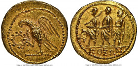 THRACIAN DYNASTS. Coson (ca. after 54 BC). AV stater (19mm, 8.44 gm, 12h). NGC MS 5/5 - 4/5. Ca. 44-42 BC. Roman consul (L. Junius Brutus) walking lef...
