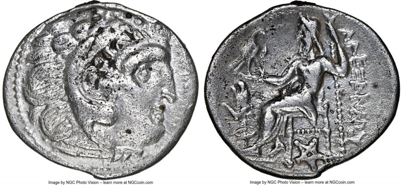 THRACIAN KINGDOM. Lysimachus (305-281 BC). AR drachm (18mm, 1h). NGC VF. Lifetim...