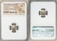 EUBOEA. Histiaea. Ca. 3rd-2nd centuries BC. AR tetrobol (13mm, 6h). NGC XF. Head of nymph right, wearing vine-leaf crown, earring and necklace / IΣTI-...